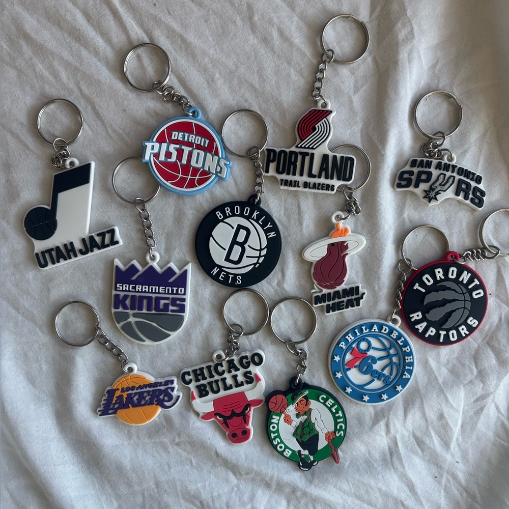 NBA Team Logo Keychains Set assorted 12 teams represented bundle or mix n match